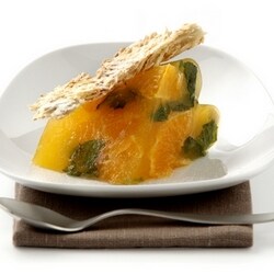 Citrus jelly with almond crunch
